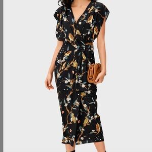 Dolman Sleeve Owl Print Crepe Faux Wrap Dress 3x eshakti